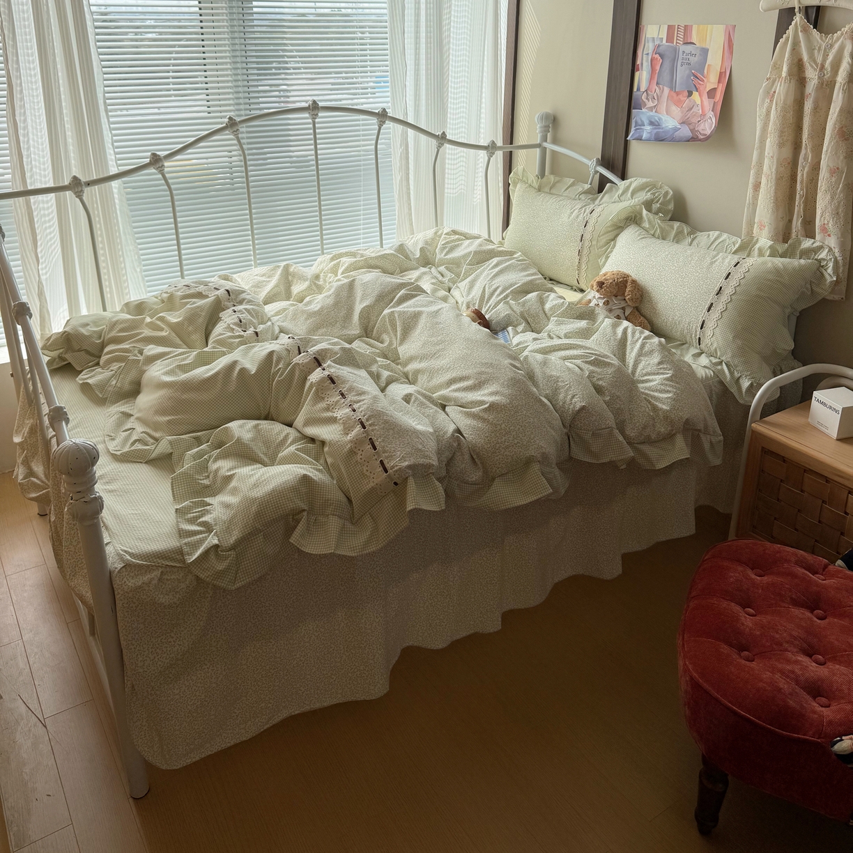 91家纺网 家纺一手货源 找家纺 （总）韩都家居 2026春夏新款韩式小碎花水洗古棉花边四件套