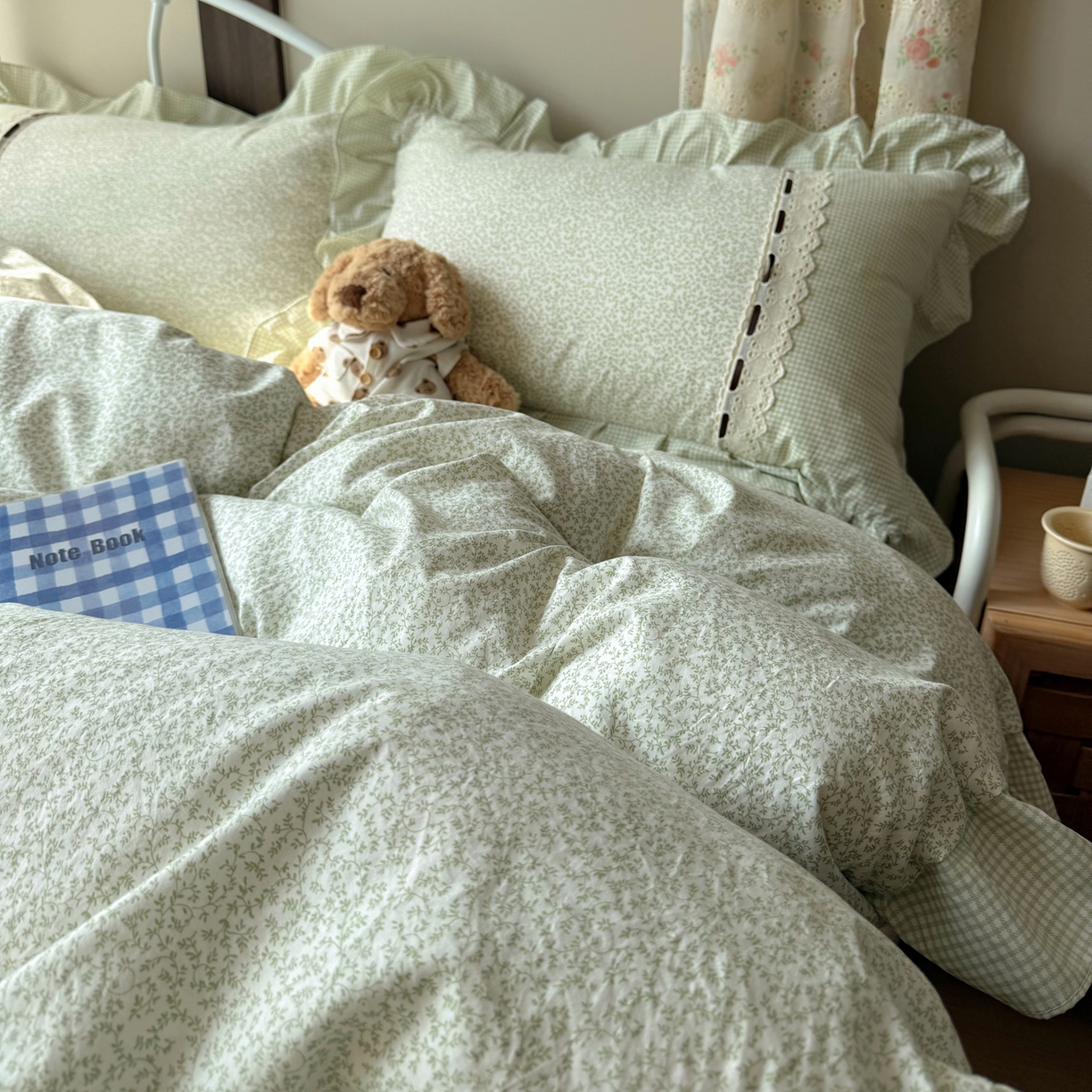 91家纺网 家纺一手货源 找家纺 （总）韩都家居 2026春夏新款韩式小碎花水洗古棉花边四件套