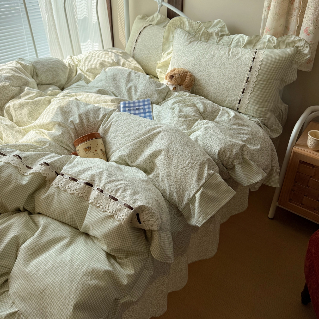 91家纺网 家纺一手货源 找家纺 （总）韩都家居 2026春夏新款韩式小碎花水洗古棉花边四件套