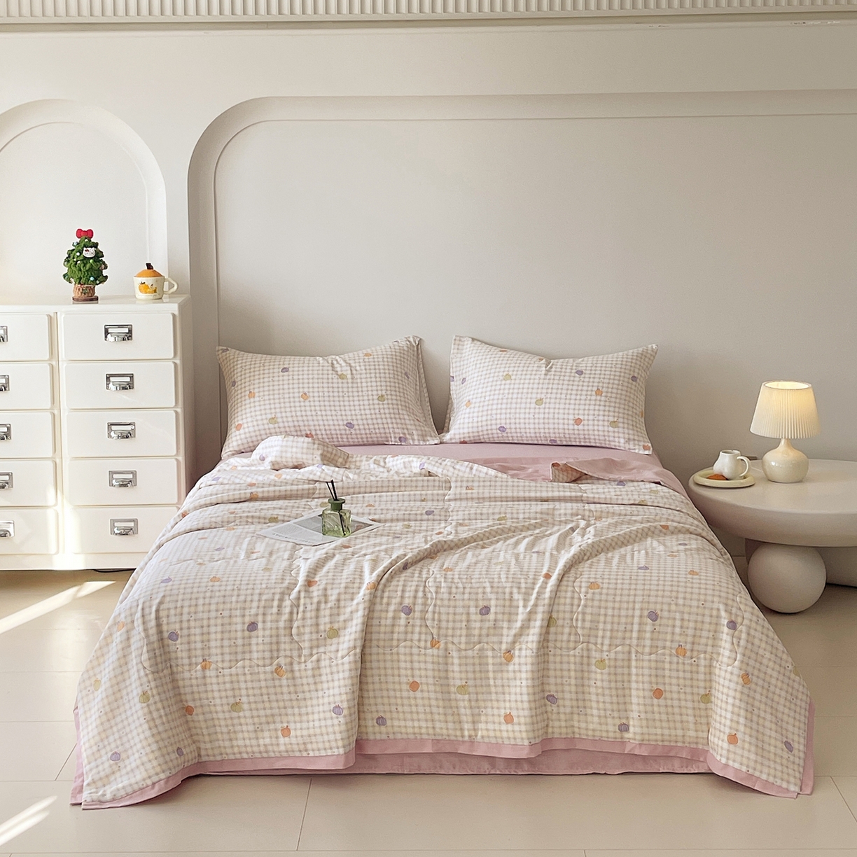 91家纺网 家纺一手货源 找家纺 （总）莱宁被业 2026新款A类全棉有氧双层纱印花大豆夏被