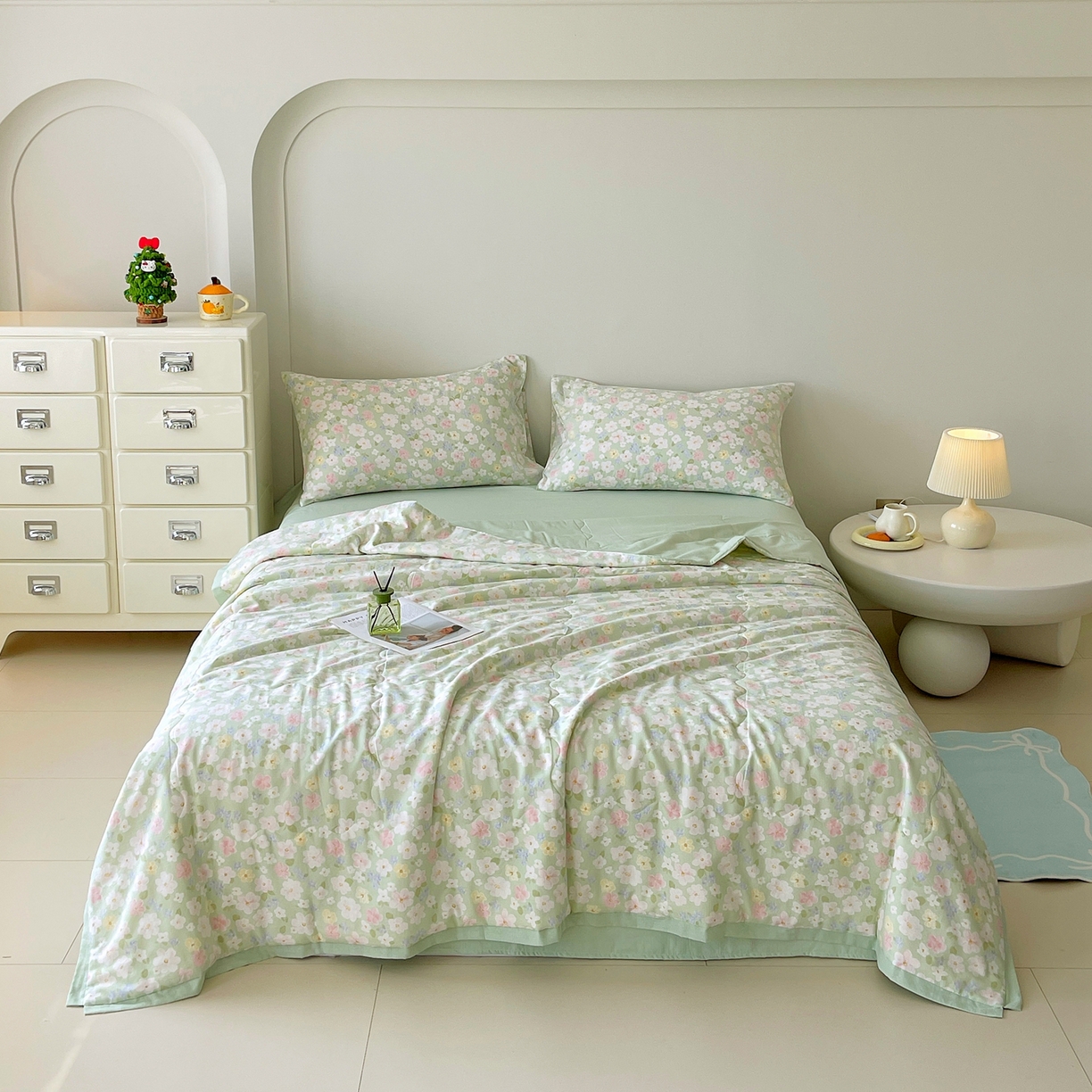 91家纺网 家纺一手货源 找家纺 （总）莱宁被业 2026新款A类全棉有氧双层纱印花大豆夏被