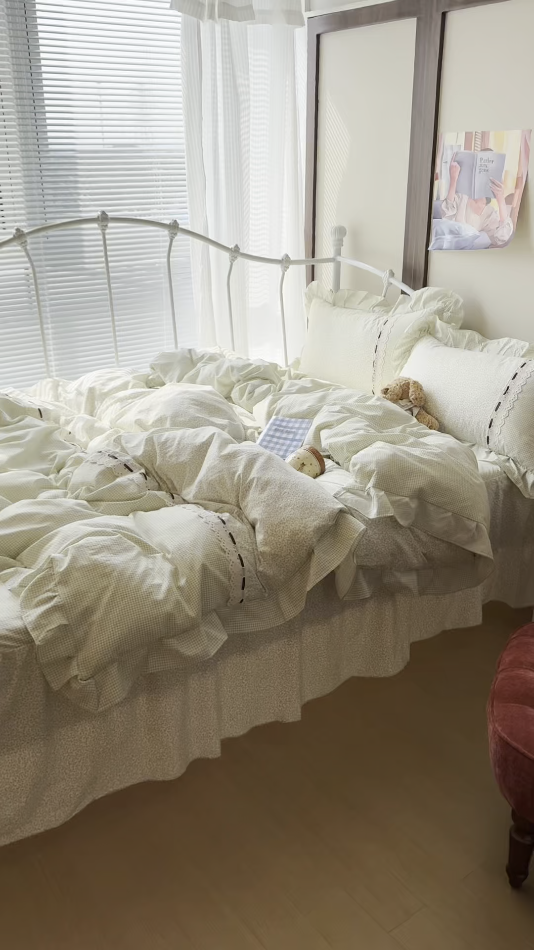 91家纺网 家纺一手货源 找家纺 （总）韩都家居 2026春夏新款韩式小碎花水洗古棉花边四件套