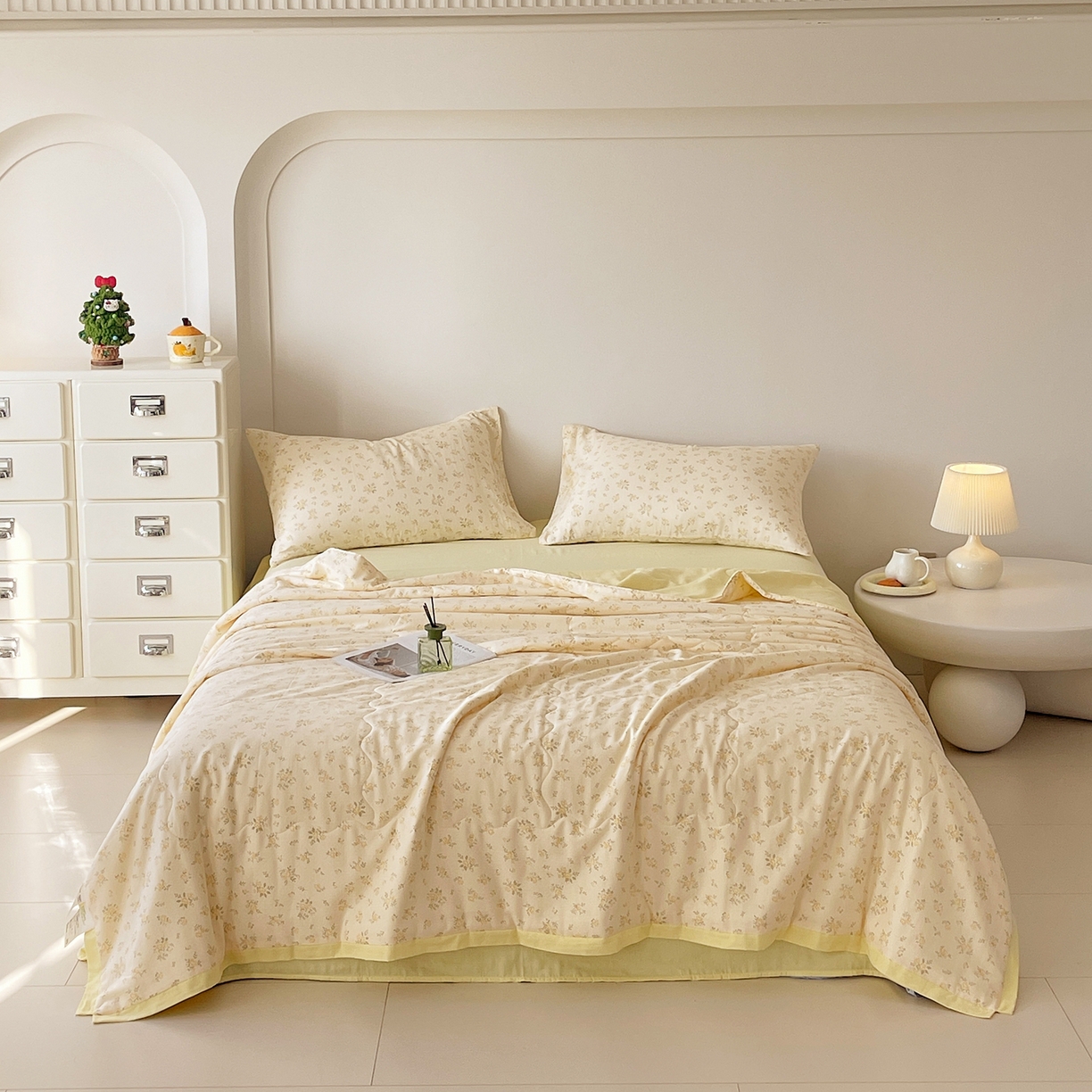 91家纺网 家纺一手货源 找家纺 （总）莱宁被业 2026新款A类全棉有氧双层纱印花大豆夏被