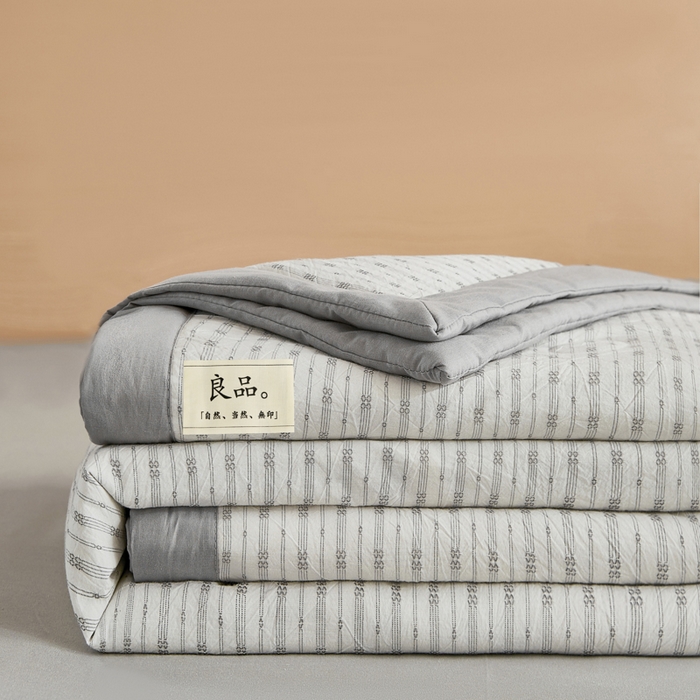 91家纺网 家纺一手货源 找家纺 鸣升家纺 2026新款全棉纯棉麦香提花系列大豆夏被夏凉被空调被 麦香提花简约灰