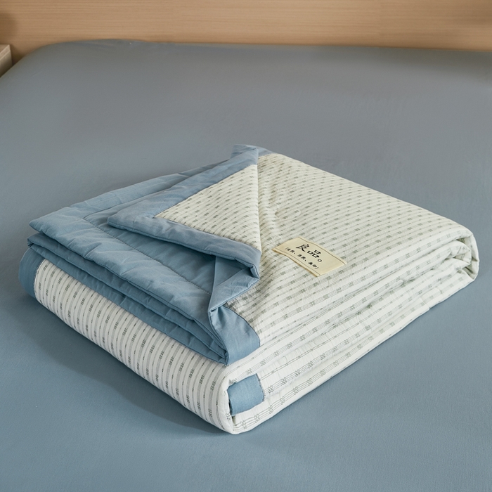 91家纺网 家纺一手货源 找家纺 鸣升家纺 2026新款全棉纯棉麦香提花系列大豆夏被夏凉被空调被 麦香提花简约绿