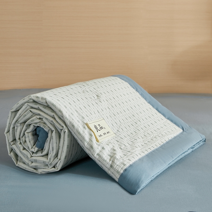 91家纺网 家纺一手货源 找家纺 鸣升家纺 2026新款全棉纯棉麦香提花系列大豆夏被夏凉被空调被 麦香提花简约绿