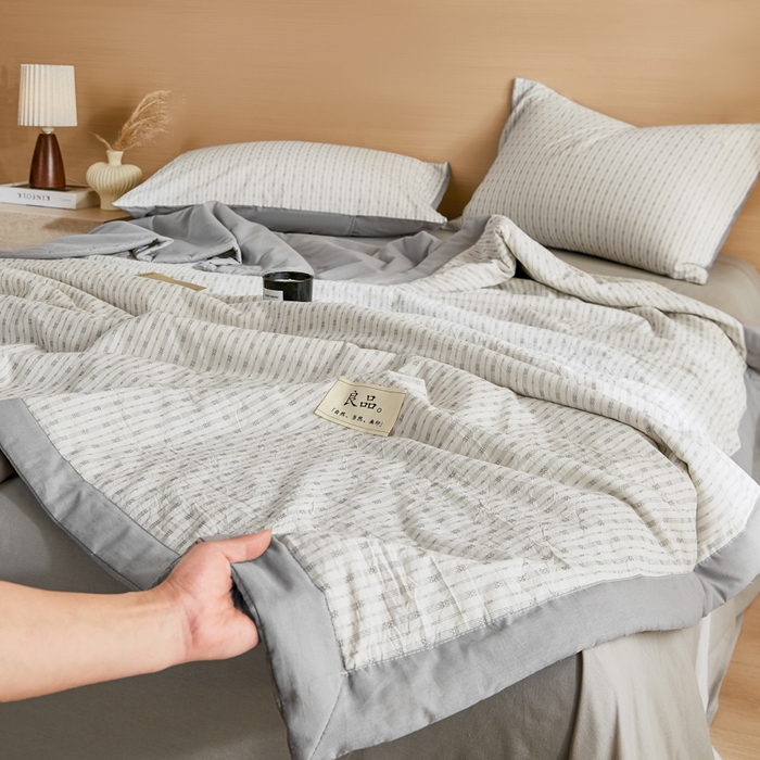 91家纺网 家纺一手货源 找家纺 鸣升家纺 2026新款全棉纯棉麦香提花系列大豆夏被夏凉被空调被 麦香提花简约灰