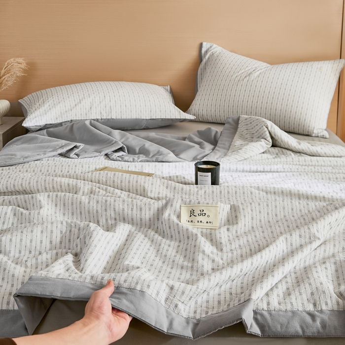 91家纺网 家纺一手货源 找家纺 鸣升家纺 2026新款全棉纯棉麦香提花系列大豆夏被夏凉被空调被 麦香提花简约灰