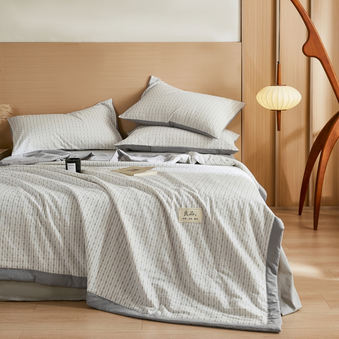 91家纺网 家纺一手货源 找家纺 鸣升家纺 2026新款全棉纯棉麦香提花系列大豆夏被夏凉被空调被 麦香提花简约灰