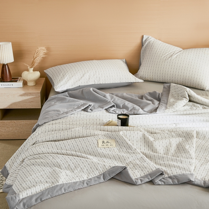 91家纺网 家纺一手货源 找家纺 鸣升家纺 2026新款全棉纯棉麦香提花系列大豆夏被夏凉被空调被 麦香提花简约灰