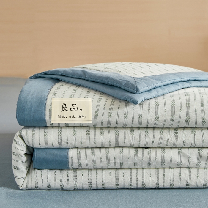 91家纺网 家纺一手货源 找家纺 鸣升家纺 2026新款全棉纯棉麦香提花系列大豆夏被夏凉被空调被 麦香提花简约绿