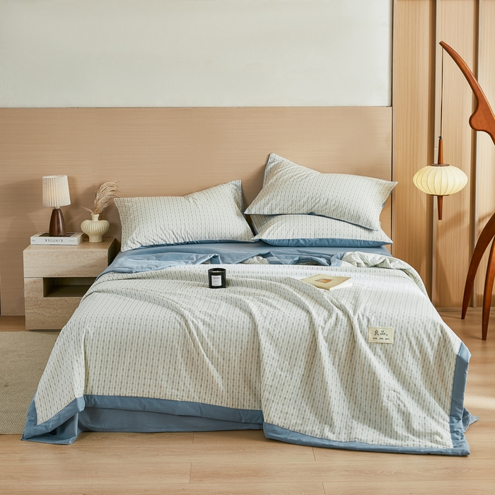 91家纺网 家纺一手货源 找家纺 鸣升家纺 2026新款全棉纯棉麦香提花系列大豆夏被夏凉被空调被 麦香提花简约绿