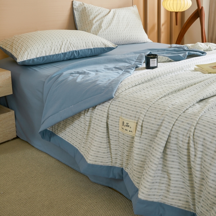 91家纺网 家纺一手货源 找家纺 鸣升家纺 2026新款全棉纯棉麦香提花系列大豆夏被夏凉被空调被 麦香提花简约绿