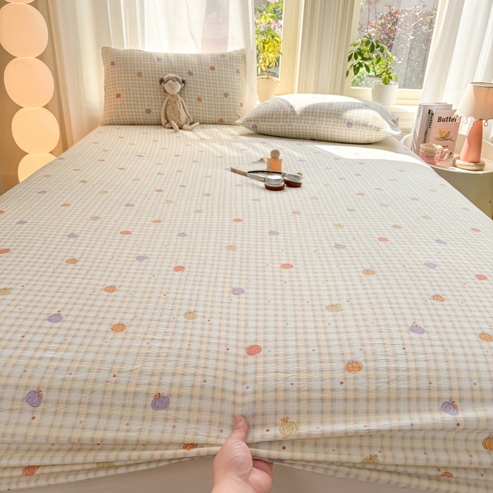 91家纺网 家纺一手货源 找家纺 （总）丝芙妮家居 2026新款四季皱皱棉柔软透气不闷汗木棉床笠单件三件套-系列三