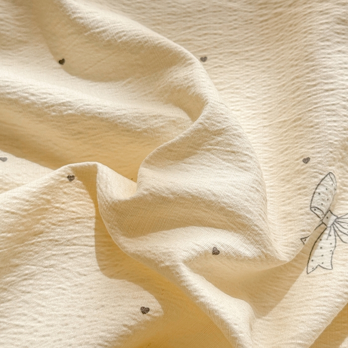 91家纺网 家纺一手货源 找家纺 丝芙妮家居 2026新款四季皱皱棉柔软透气不闷汗木棉床笠单件三件套-系列三 泡芙蝴蝶结