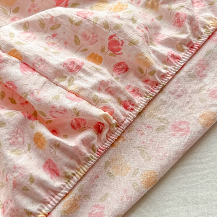 91家纺网 家纺一手货源 找家纺 丝芙妮家居 2026新款四季皱皱棉柔软透气不闷汗木棉床笠单件三件套-系列三 春之约