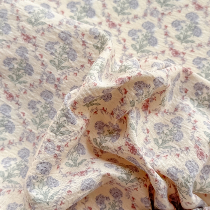 91家纺网 家纺一手货源 找家纺 丝芙妮家居 2026新款四季皱皱棉柔软透气不闷汗木棉床笠单件三件套-系列三 花清梦