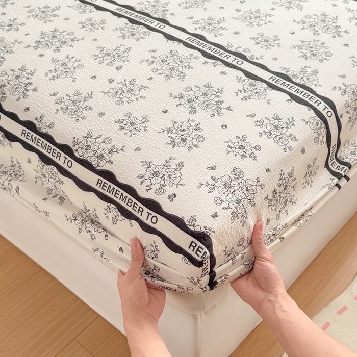 91家纺网 家纺一手货源 找家纺 丝芙妮家居 2026新款四季皱皱棉柔软透气不闷汗木棉床笠单件三件套-系列三 素描花海