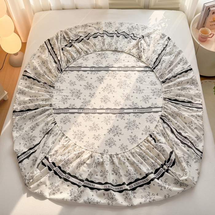 91家纺网 家纺一手货源 找家纺 丝芙妮家居 2026新款四季皱皱棉柔软透气不闷汗木棉床笠单件三件套-系列三 素描花海