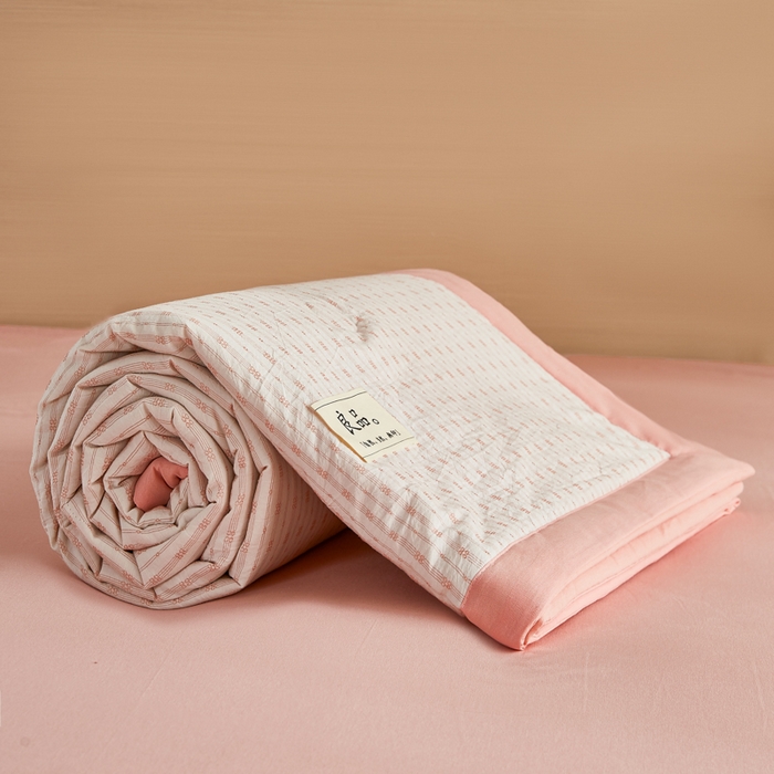 91家纺网 家纺一手货源 找家纺 鸣升家纺 2026新款全棉纯棉麦香提花系列大豆夏被夏凉被空调被 麦香提花简约粉