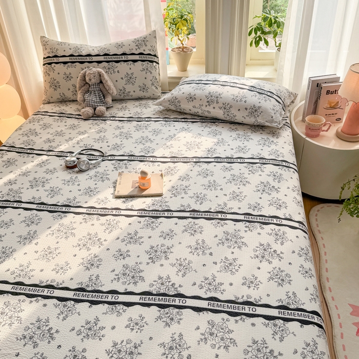 91家纺网 家纺一手货源 找家纺 丝芙妮家居 2026新款四季皱皱棉柔软透气不闷汗木棉床笠单件三件套-系列三 素描花海