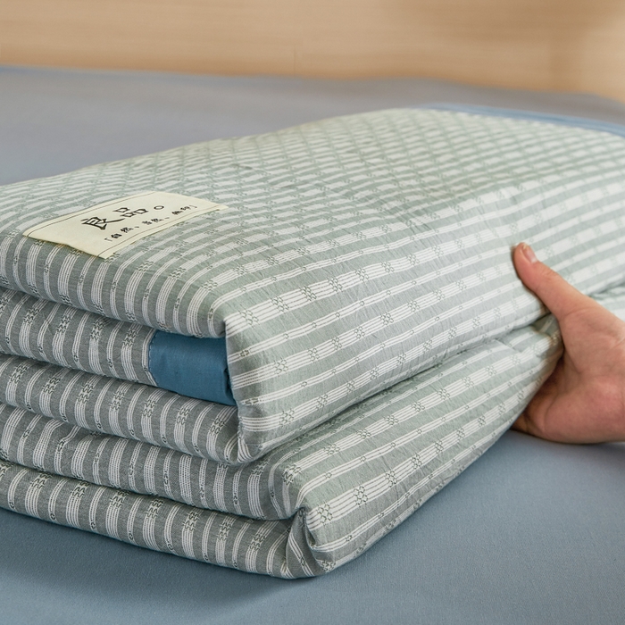 91家纺网 家纺一手货源 找家纺 鸣升家纺 2026新款全棉纯棉麦香提花系列大豆夏被夏凉被空调被 麦香提花条纹绿