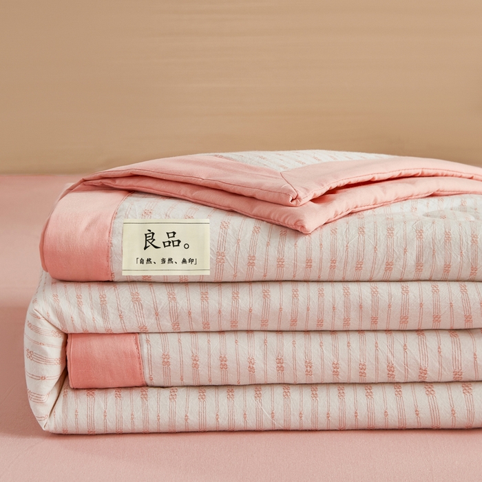 91家纺网 家纺一手货源 找家纺 鸣升家纺 2026新款全棉纯棉麦香提花系列大豆夏被夏凉被空调被 麦香提花简约粉