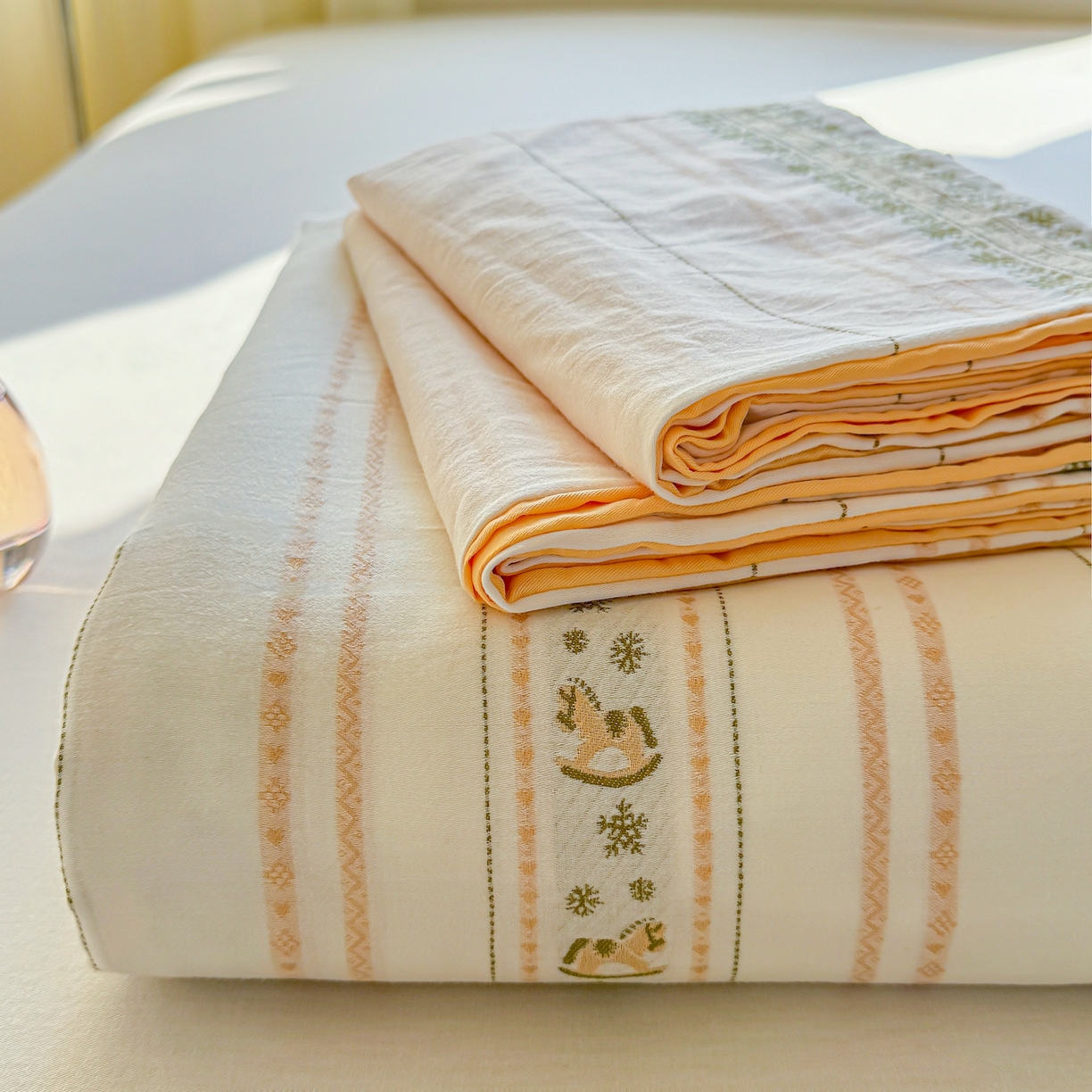 灰鲸 2026新款全棉纯棉色织提花床单单床单床单单件 费尔岛小马-黄