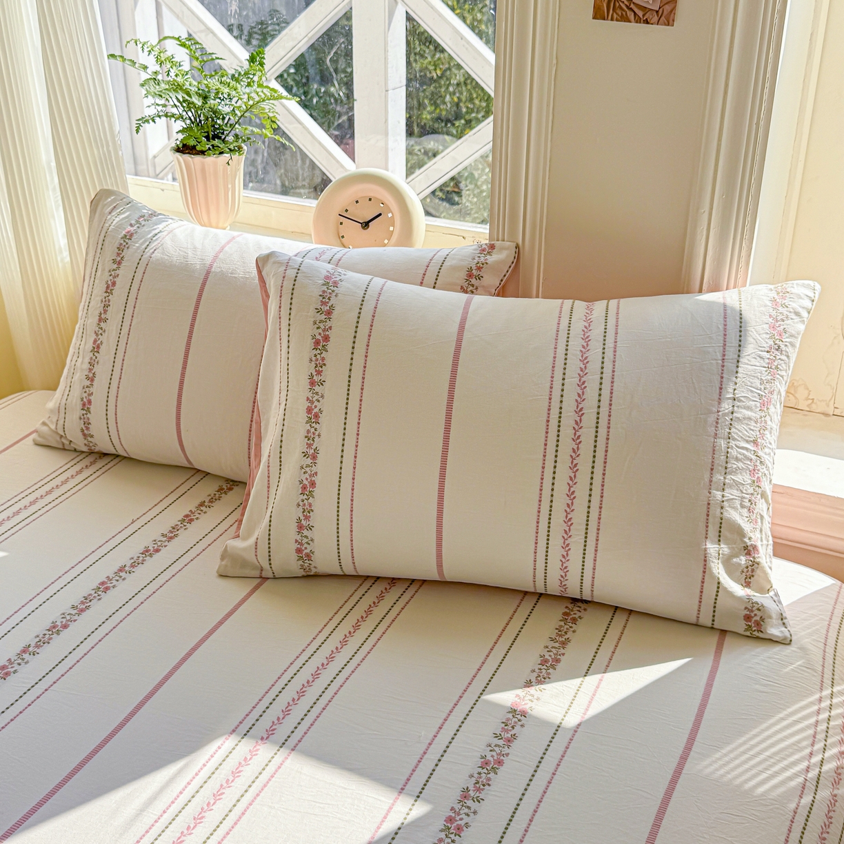 91家纺网 家纺一手货源 找家纺 灰鲸 2026新款全棉纯棉色织提花床单单床单床单单件 罗兰-粉