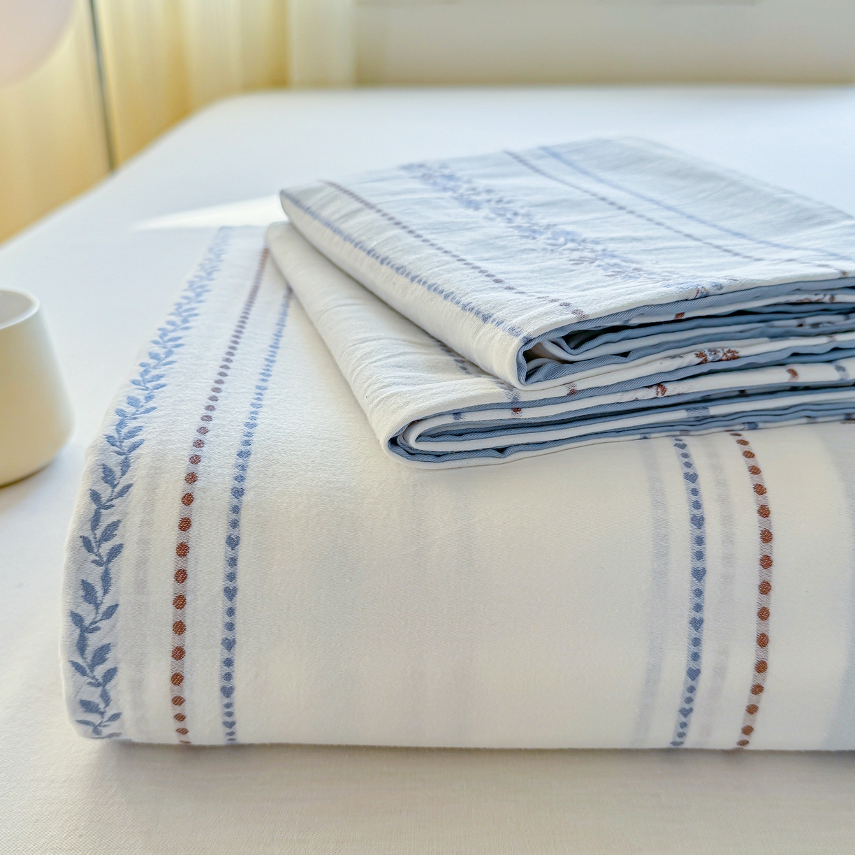 灰鲸 2026新款全棉纯棉色织提花床单单床单床单单件 罗兰-蓝