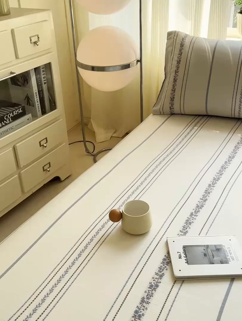 91家纺网 家纺一手货源 找家纺 灰鲸 2026新款全棉纯棉色织提花床单单床单床单单件 罗兰-蓝