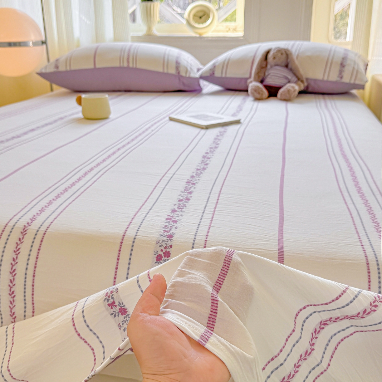 91家纺网 家纺一手货源 找家纺 灰鲸 2026新款全棉纯棉色织提花床单单床单床单单件 罗兰-紫