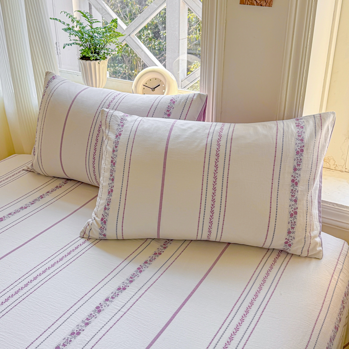 91家纺网 家纺一手货源 找家纺 灰鲸 2026新款全棉纯棉色织提花床单单床单床单单件 罗兰-紫