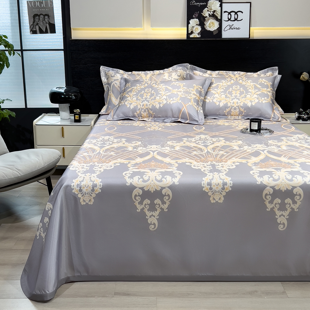 91家纺网 家纺一手货源 找家纺 （总）梵克保罗 2026春夏新款凉感冰丝凉席床单款凉席三件套