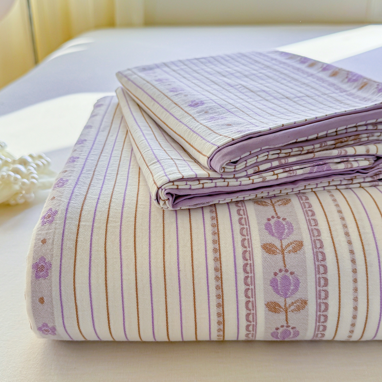 灰鲸 2026新款全棉纯棉色织提花床单单床单床单单件 木槿-紫