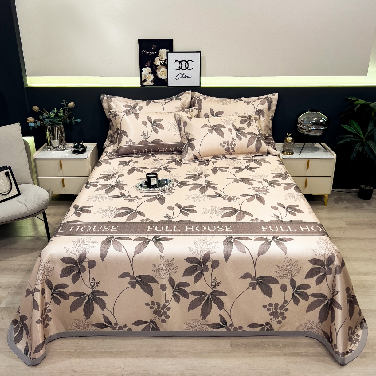 91家纺网 家纺一手货源 找家纺 （总）梵克保罗 2026春夏新款凉感冰丝凉席床单款凉席三件套