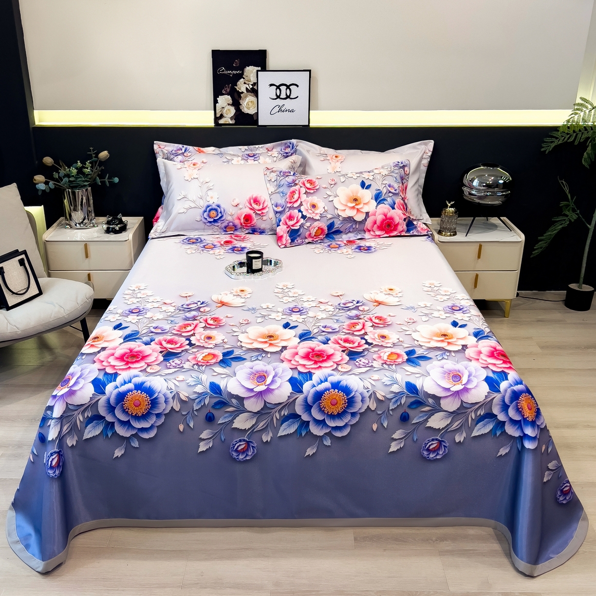 91家纺网 家纺一手货源 找家纺 （总）梵克保罗 2026春夏新款凉感冰丝凉席床单款凉席三件套