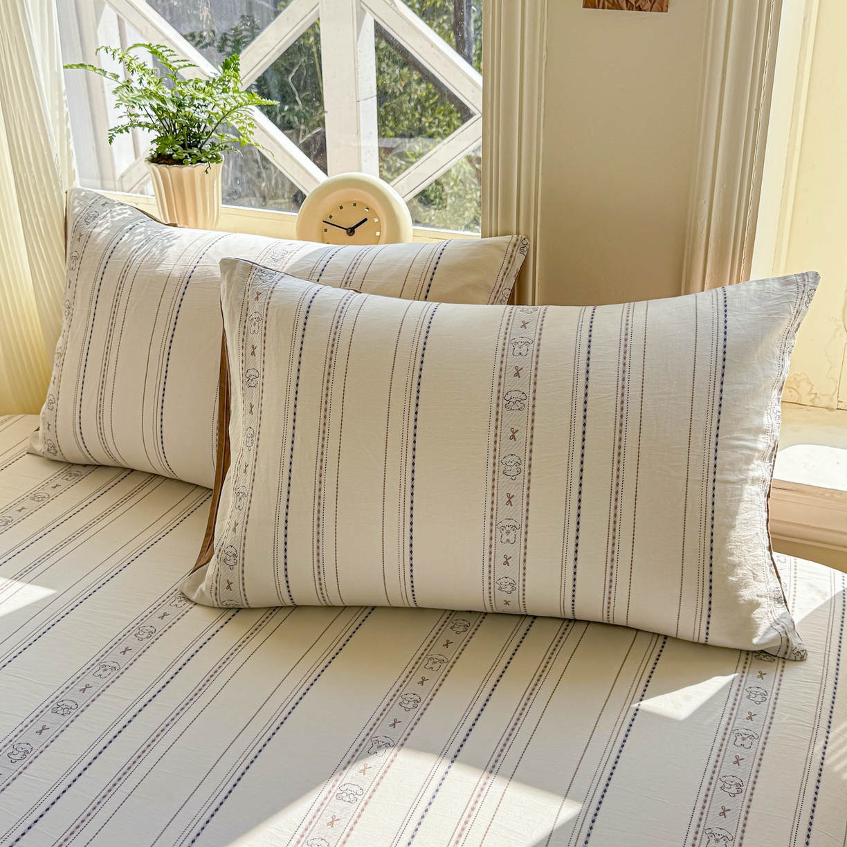 91家纺网 家纺一手货源 找家纺 灰鲸 2026新款全棉纯棉色织提花床单单床单床单单件 线条小狗-咖