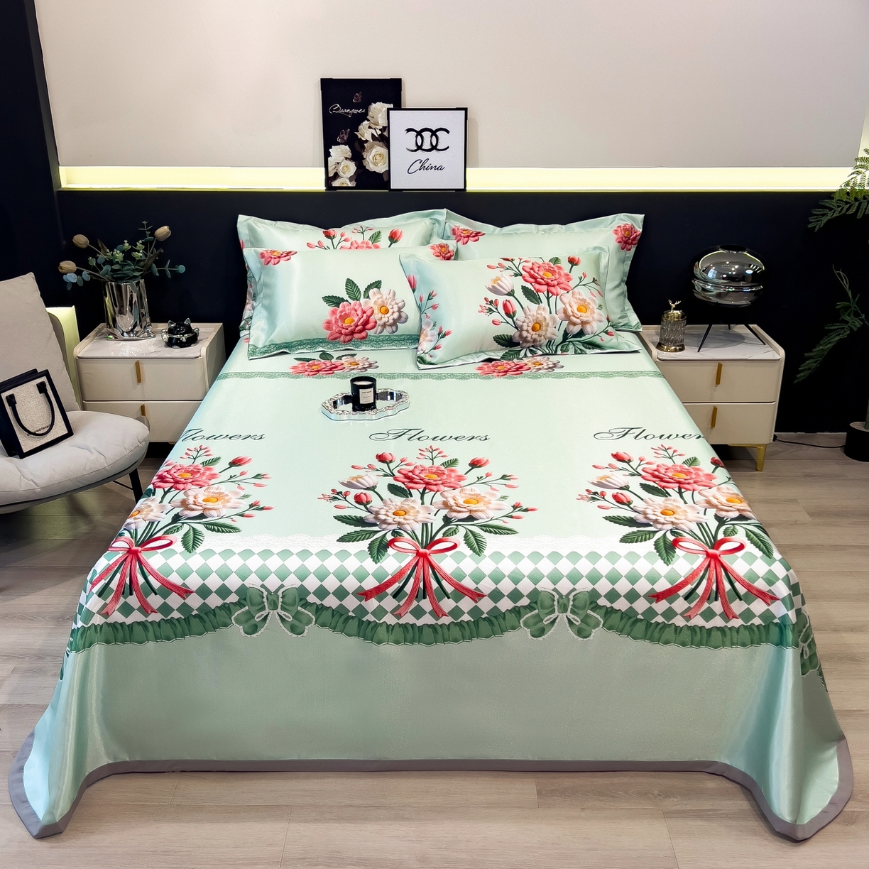 91家纺网 家纺一手货源 找家纺 （总）梵克保罗 2026春夏新款凉感冰丝凉席床单款凉席三件套