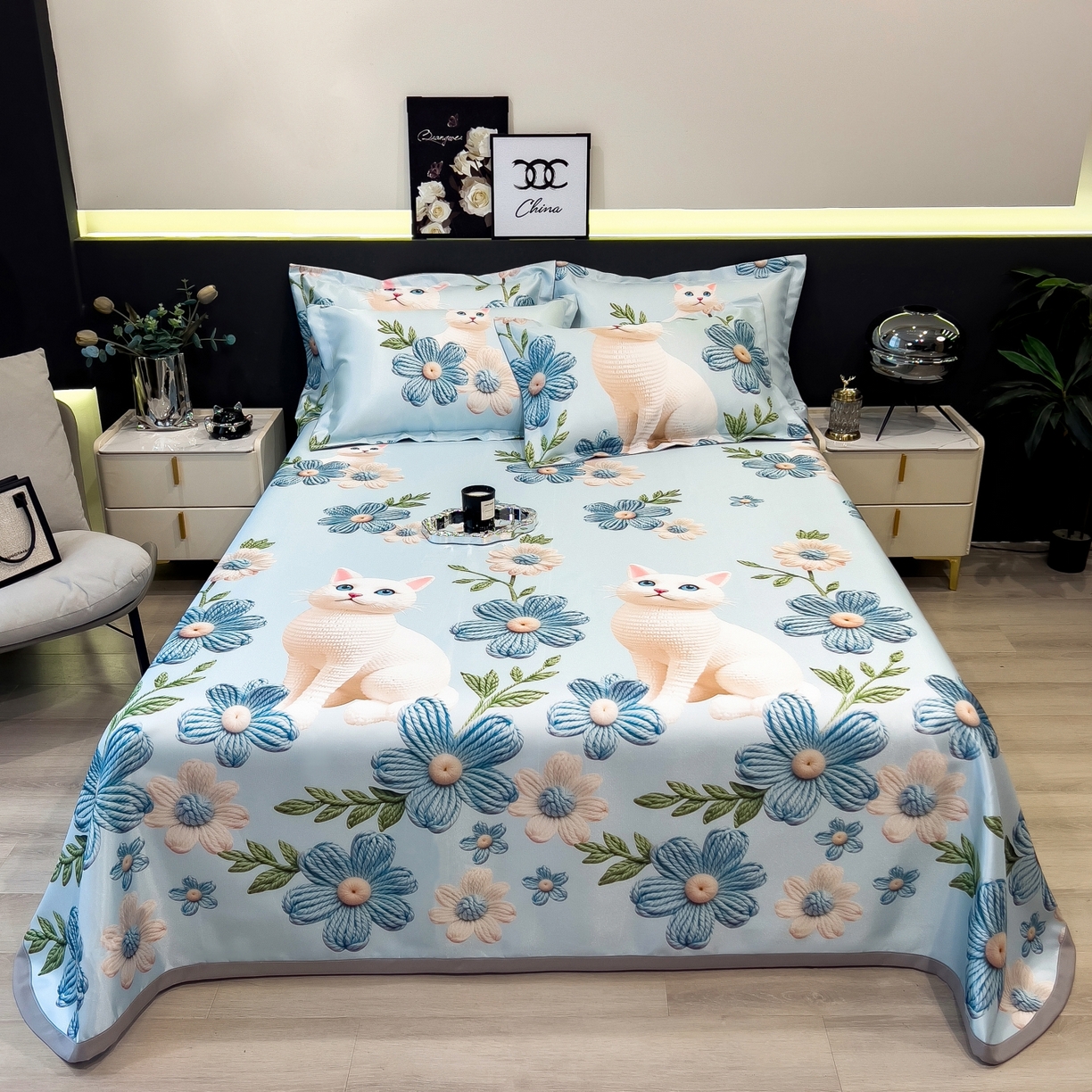 91家纺网 家纺一手货源 找家纺 （总）梵克保罗 2026春夏新款凉感冰丝凉席床单款凉席三件套