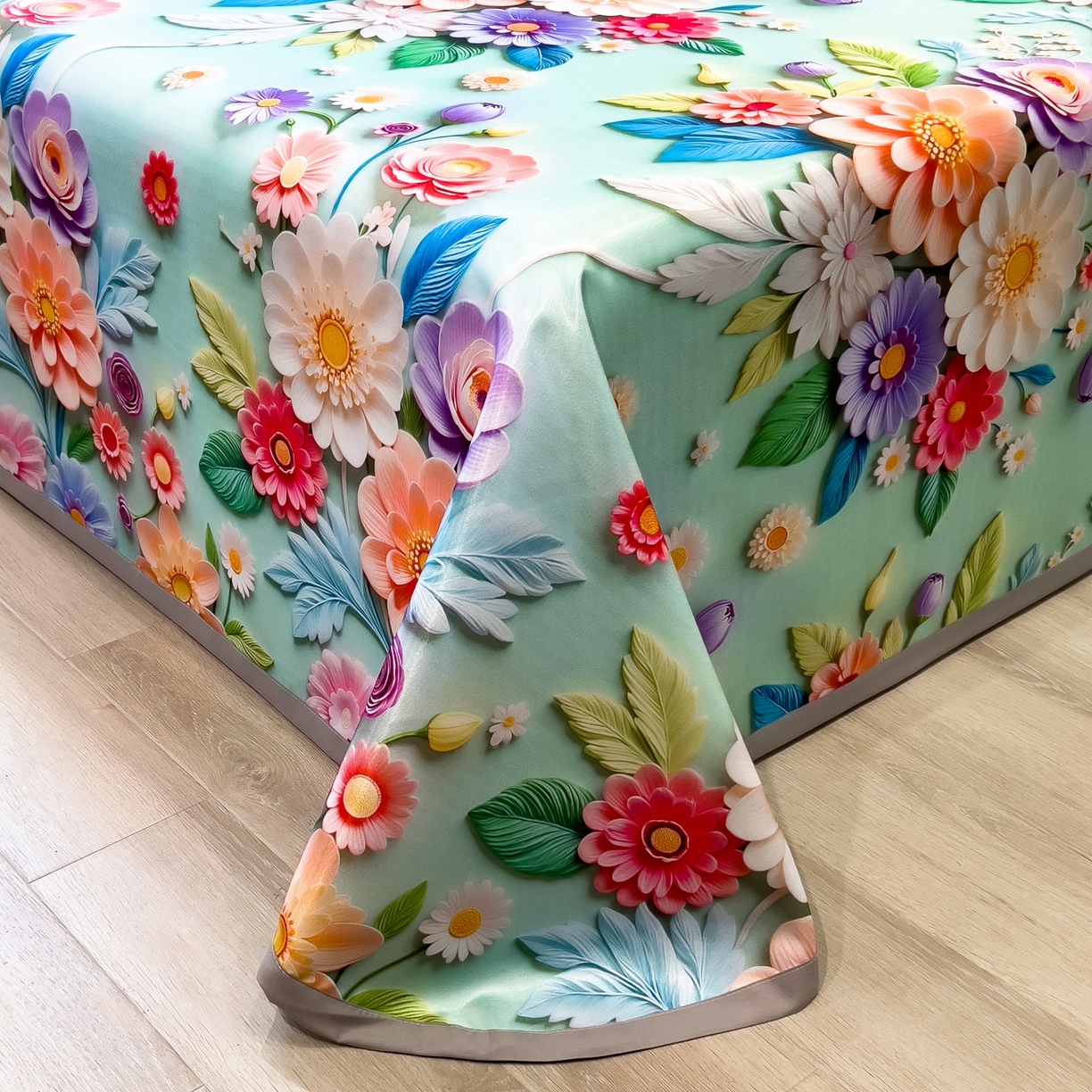 91家纺网 家纺一手货源 找家纺 梵克保罗 2026春夏新款凉感冰丝凉席床单款凉席三件套 春生物