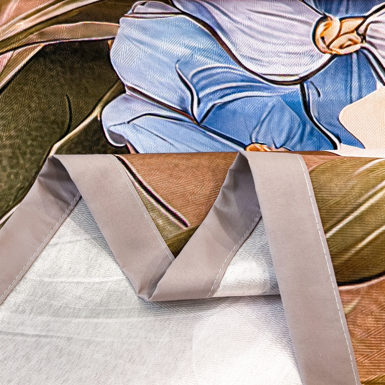 91家纺网 家纺一手货源 找家纺 梵克保罗 2026春夏新款数码印花大版高克重冰丝凉席三件套 花楹