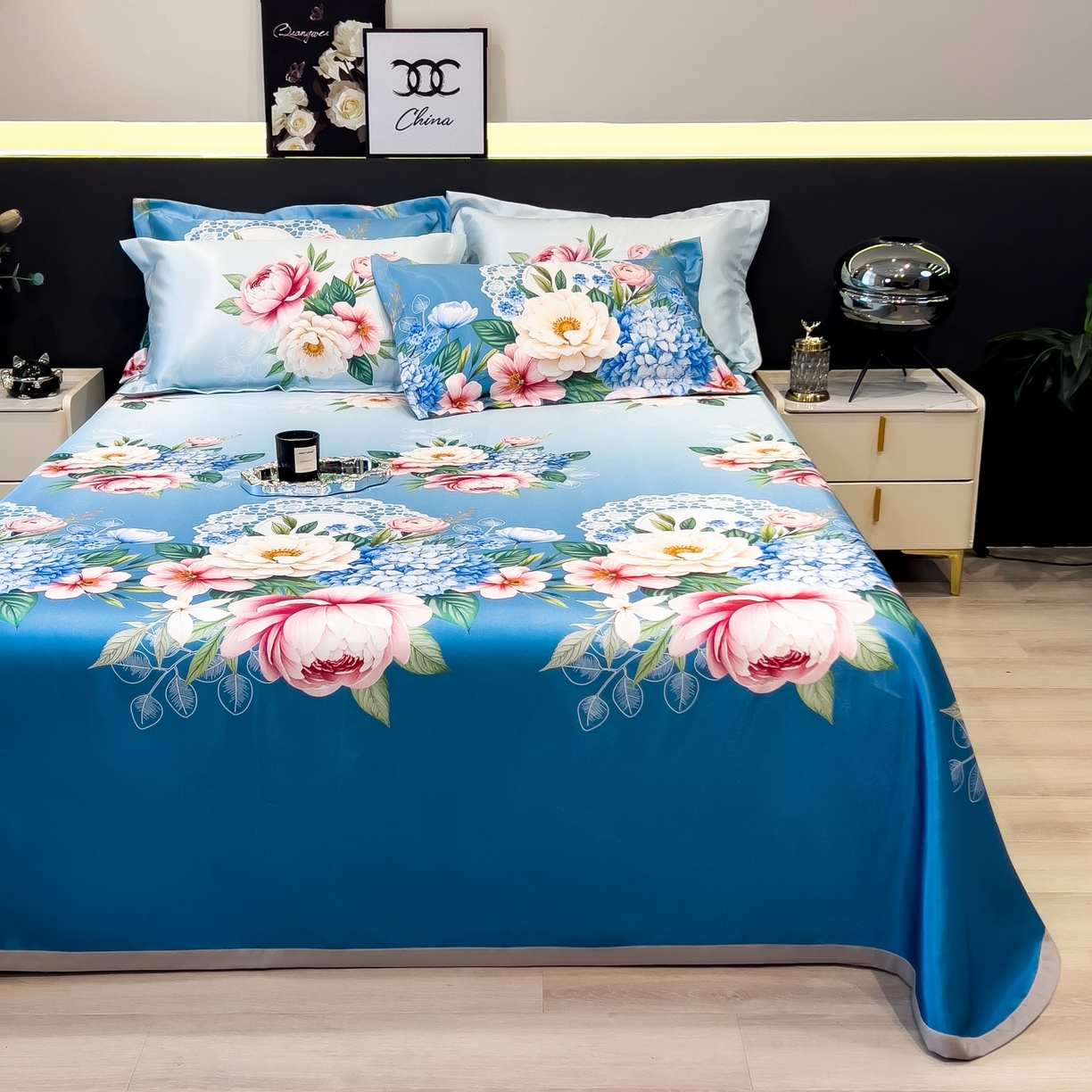 91家纺网 家纺一手货源 找家纺 梵克保罗 2026春夏新款凉感冰丝凉席床单款凉席三件套 惑季