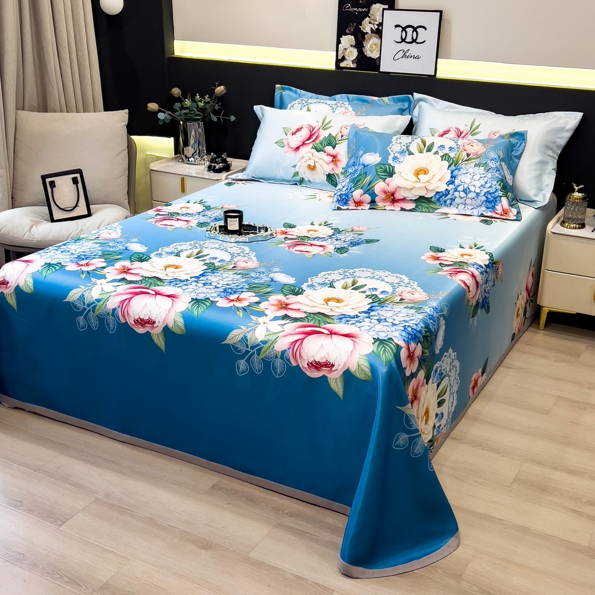 91家纺网 家纺一手货源 找家纺 梵克保罗 2026春夏新款凉感冰丝凉席床单款凉席三件套 惑季