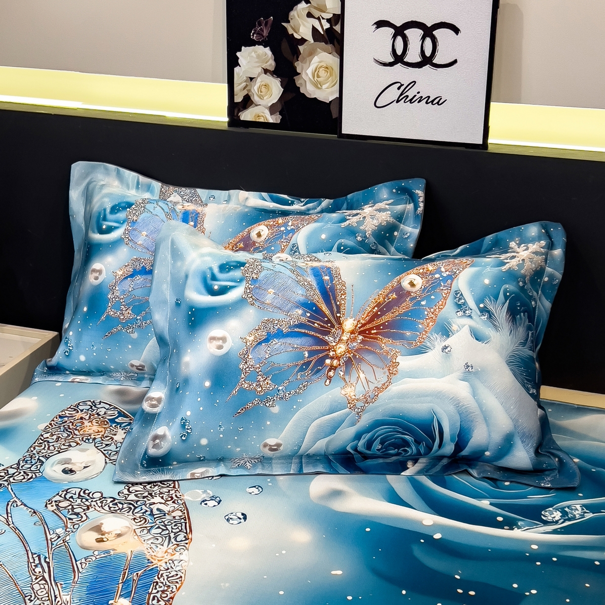 91家纺网 家纺一手货源 找家纺 梵克保罗 2026春夏新款数码印花大版高克重冰丝凉席三件套 星空幻想