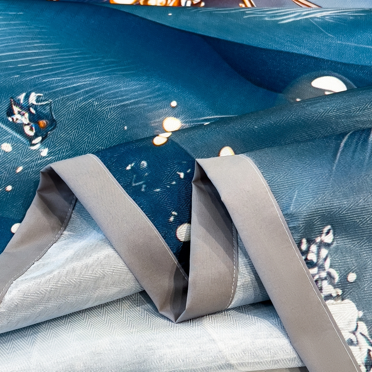 91家纺网 家纺一手货源 找家纺 梵克保罗 2026春夏新款数码印花大版高克重冰丝凉席三件套 星空幻想