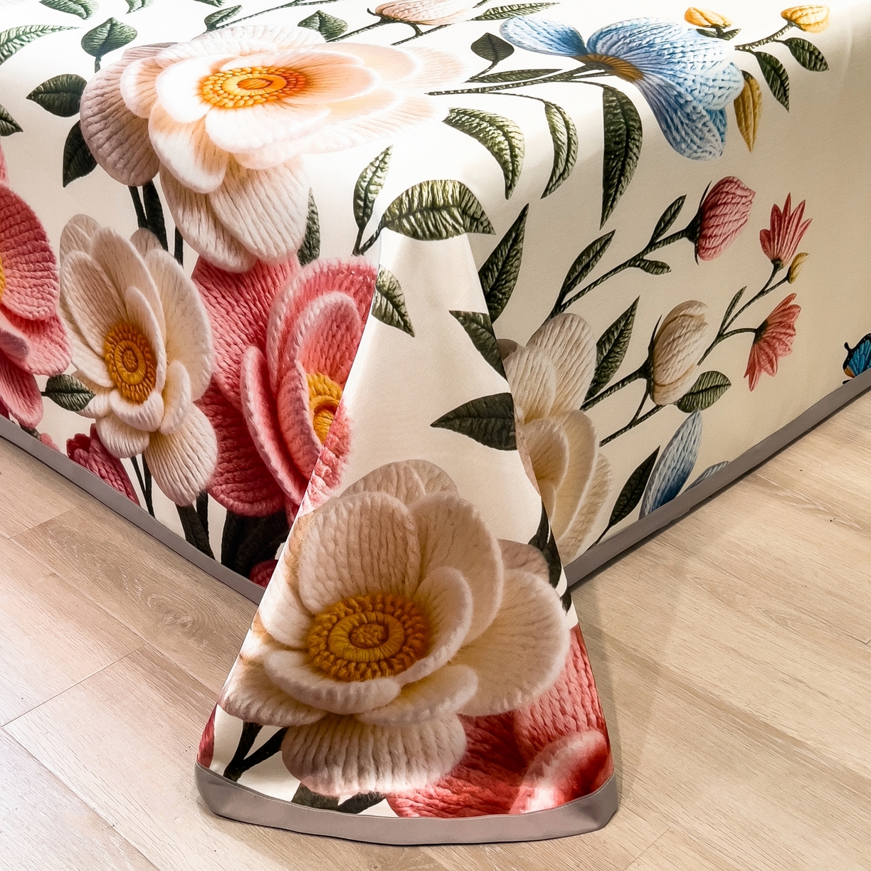 91家纺网 家纺一手货源 找家纺 梵克保罗 2026春夏新款凉感冰丝凉席床单款凉席三件套 橘月