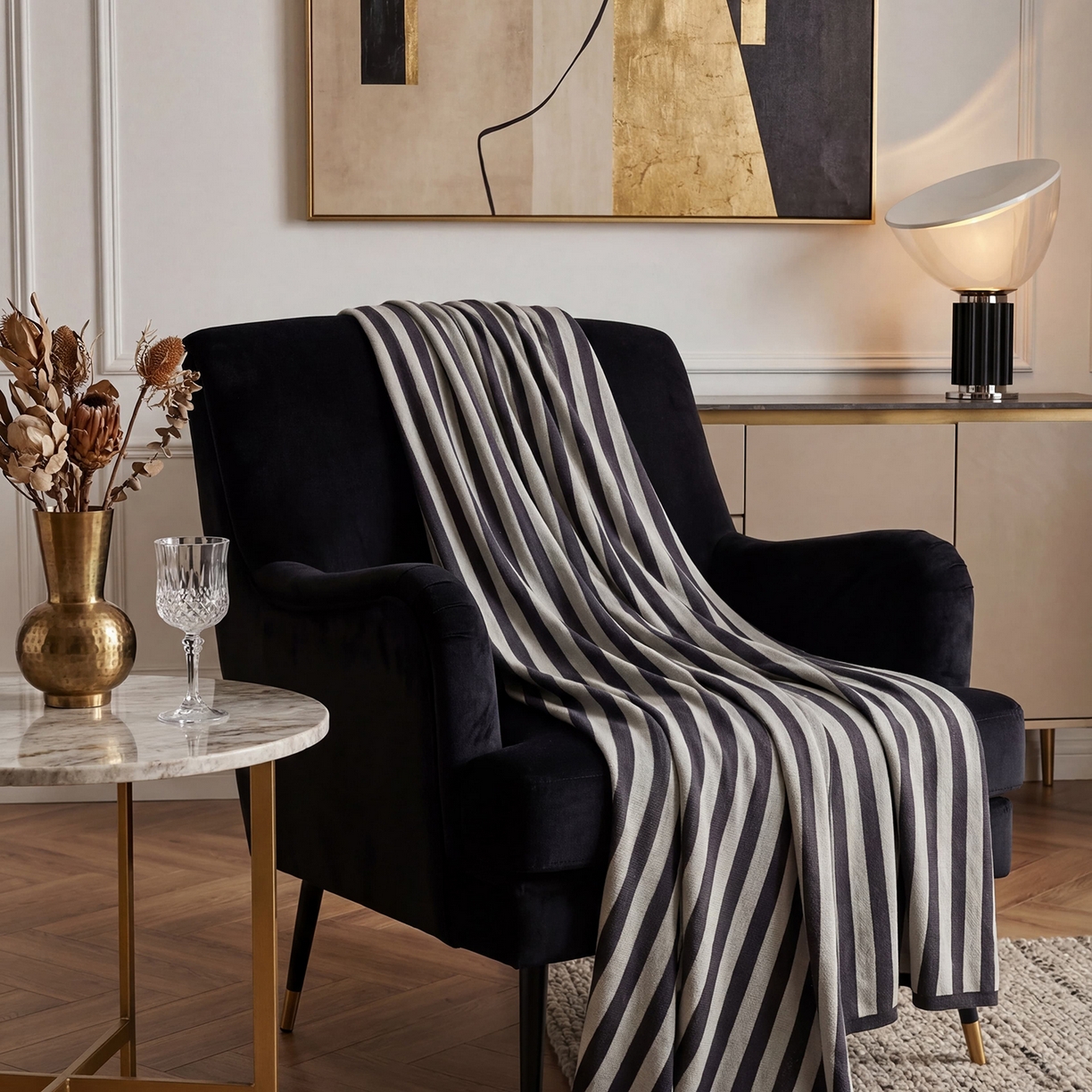 91家纺网 家纺一手货源 找家纺 暖绵绵家纺 2026新款丝光棉撞色条纹盖毯-海文（本款券后/折后零售价不得低于162元） 海文-银碳色