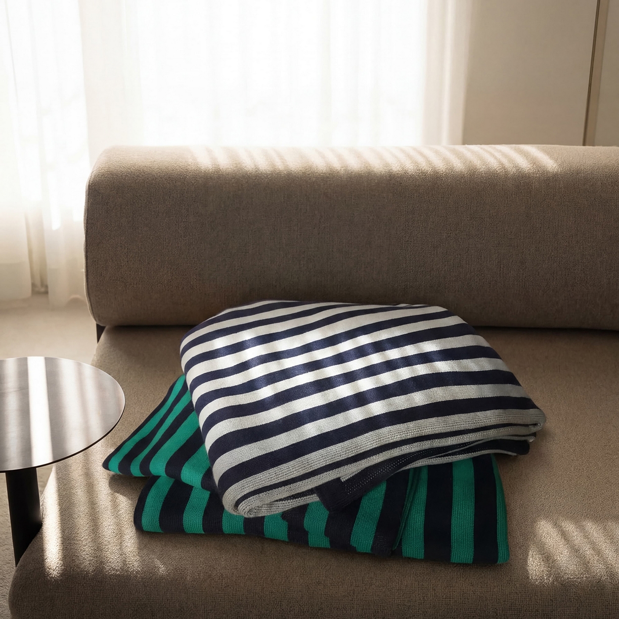 91家纺网 家纺一手货源 找家纺 （总）暖绵绵家纺 2026新款丝光棉撞色条纹盖毯-海文（本款券后/折后零售价不得低于162元）