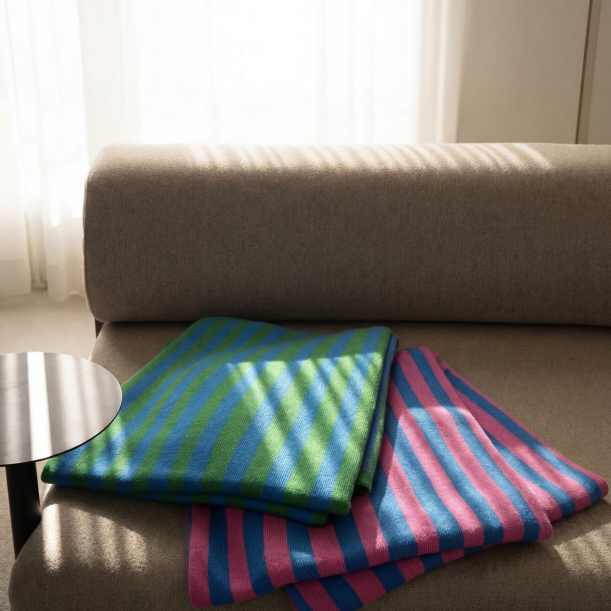 91家纺网 家纺一手货源 找家纺 （总）暖绵绵家纺 2026新款丝光棉撞色条纹盖毯-海文（本款券后/折后零售价不得低于162元）